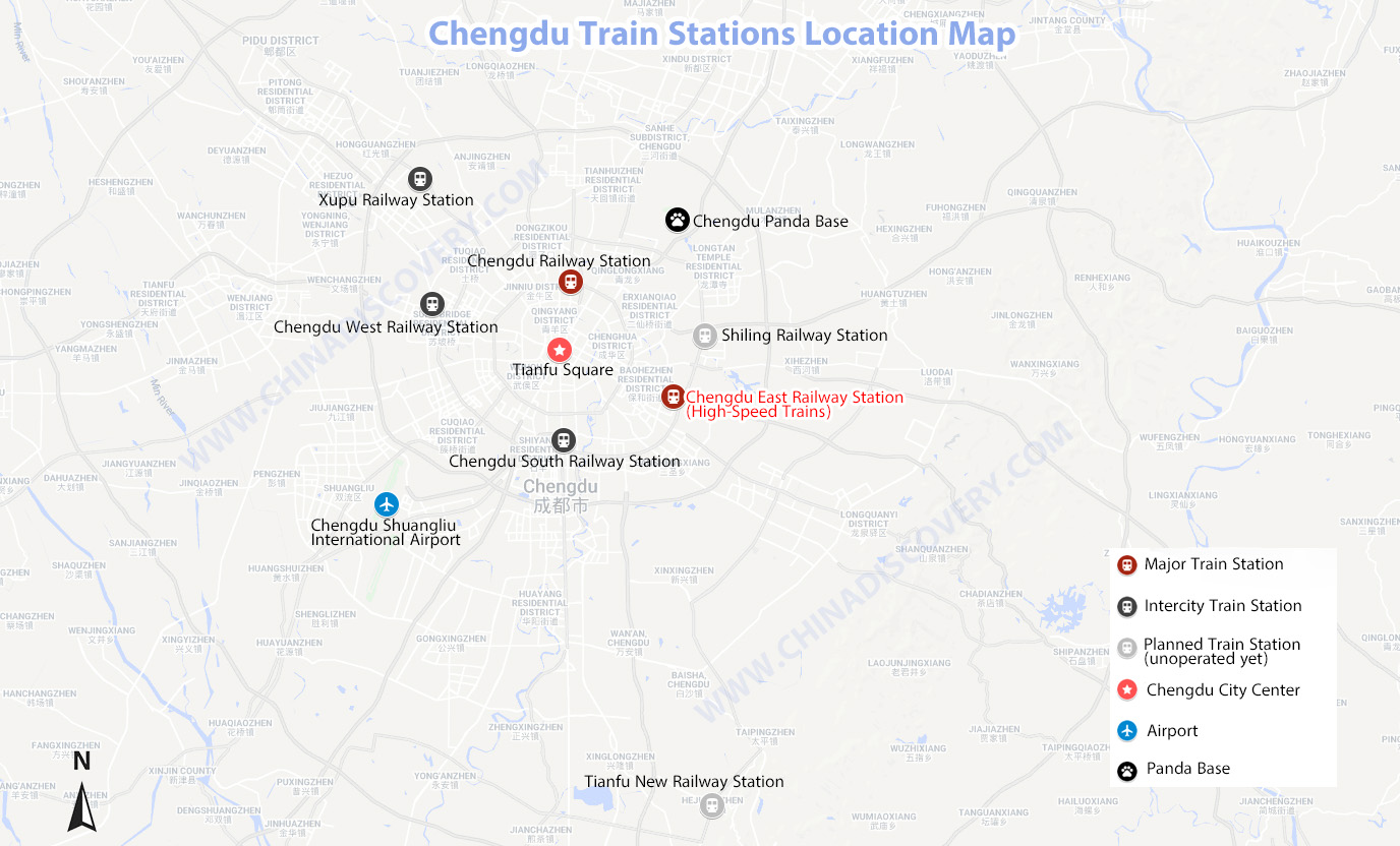 Location Map of Chengdu Railway Stations