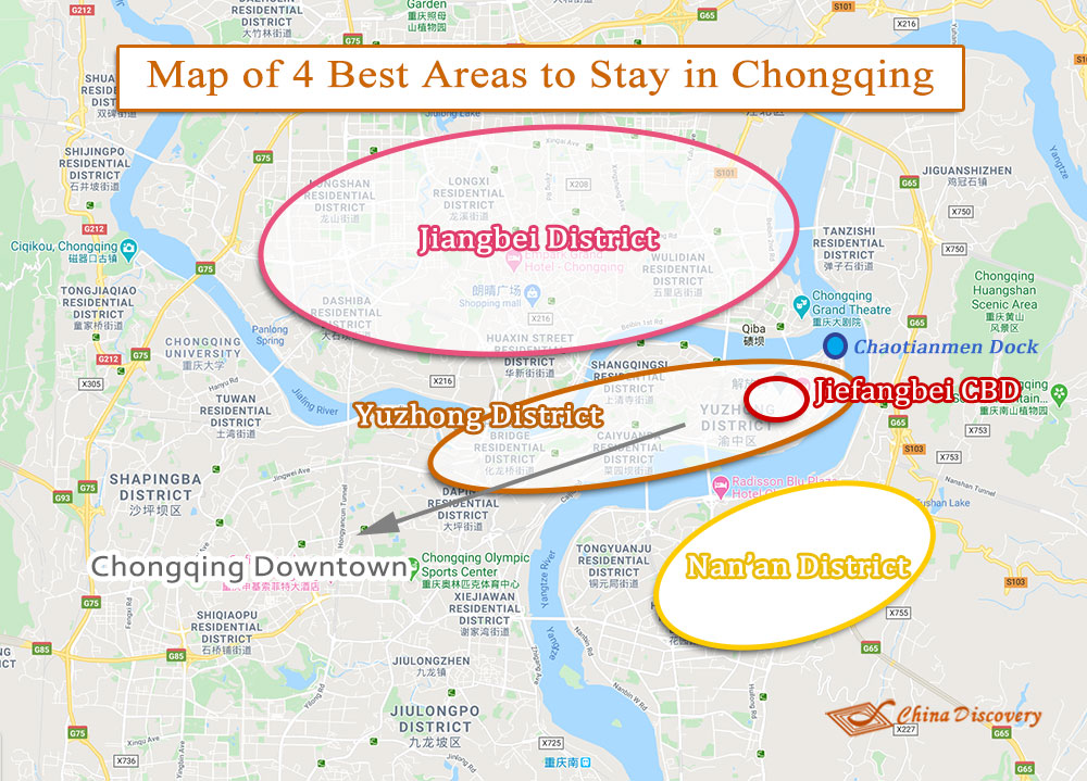 Map of Where to Stay in Chongqing