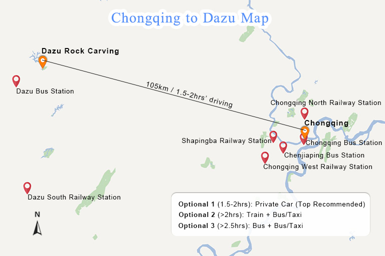 Chongqing to Dazu Map