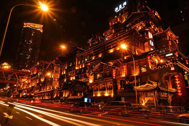 Nightview of Hongya Cave