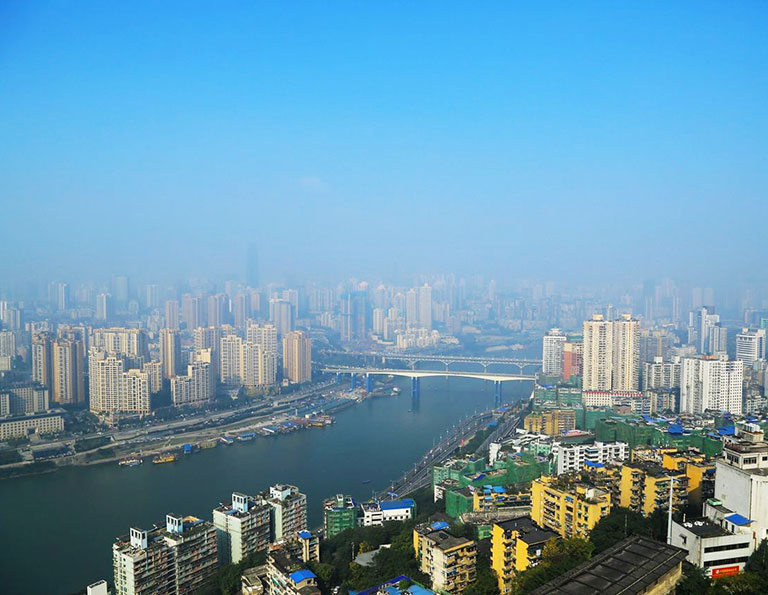 Chongqing City Panorama from Erling Park