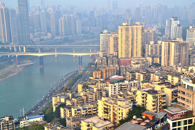 Chongqing City Panorama from Erling Park