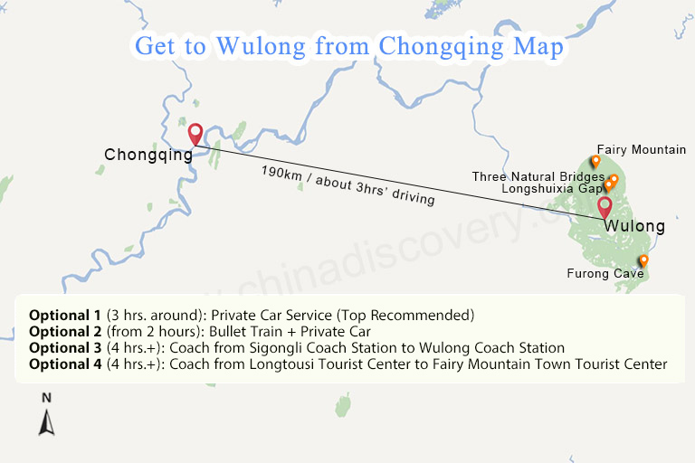 Get from Chongqing to Wulong Map