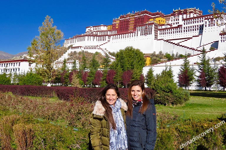 Our customers Julie and her friend from France visited Potala Palace, Lhasa, Tibet.