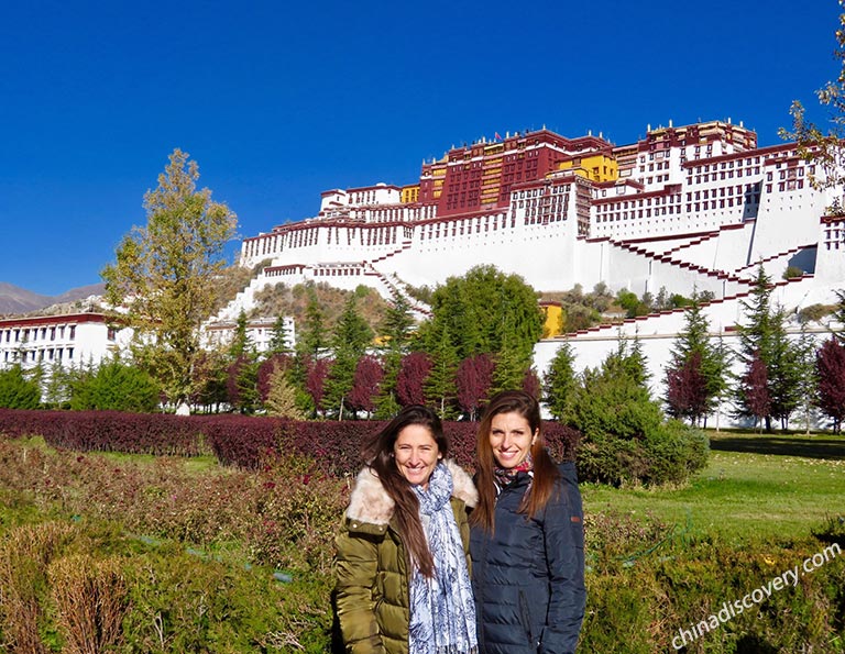 Our customers Julie and her friend from France visited Potala Palace, Lhasa, Tibet.