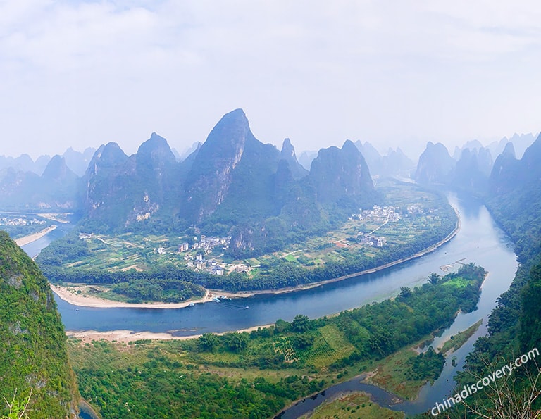 Mona from Germany - Panoramic Views of Beautiful Li River at Xianggong Hill