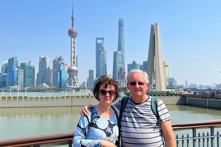 Antal's family enjoyed the scenery of Shanghai skyscrapers in March 2024