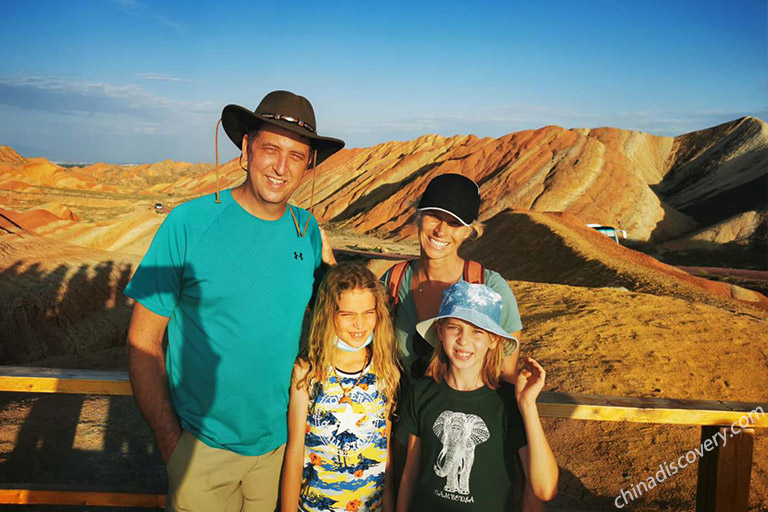 Our customers Elie’s family from Belge visited Zhangye Danxia Landform Geographical Park in Zhangye, Gansu on August 10, 2020.