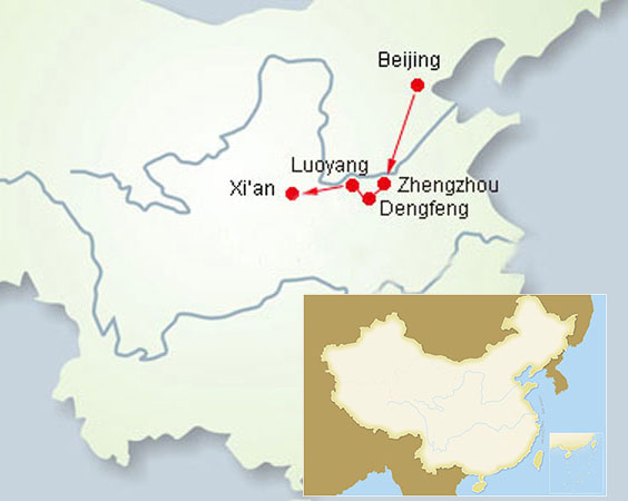 Dengfeng Tour Map from Beijing