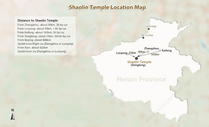 Shaolin Temple China Location Map