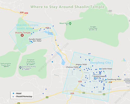 Shaolin Temple Accommodation Map