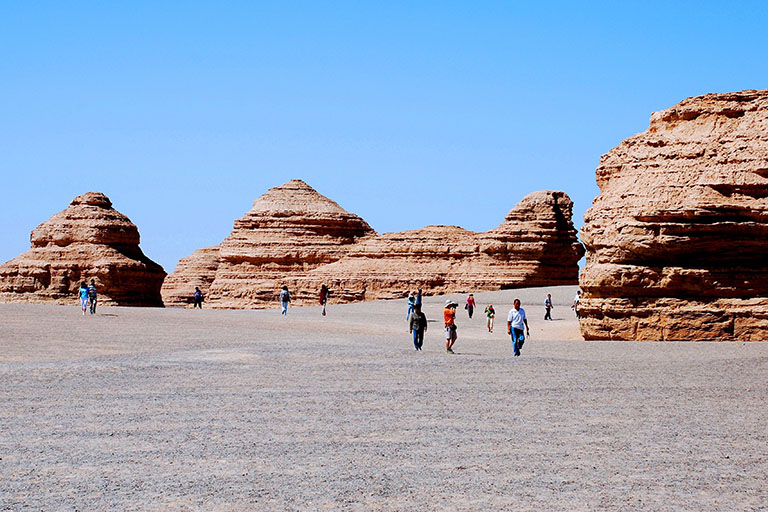 Mushroom-like Dunes in Yardang National Geopark Dunhuang Yangguan Pass