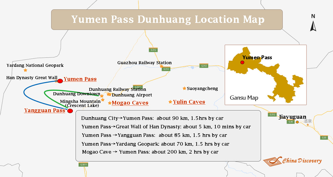 Dunhuang Yumen Pass Location Map 