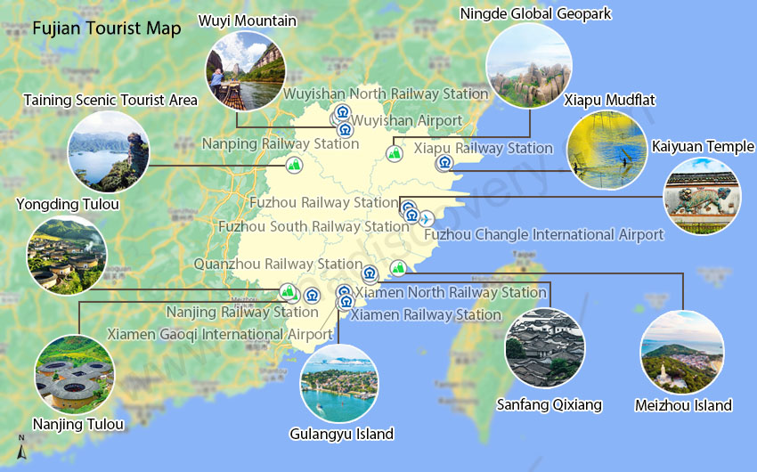 Fujian Tourist Attractions Map