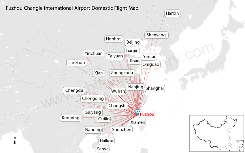 Fuzhou Domestic Flight Map