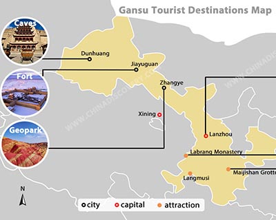 Gansu Tourist Destination Map