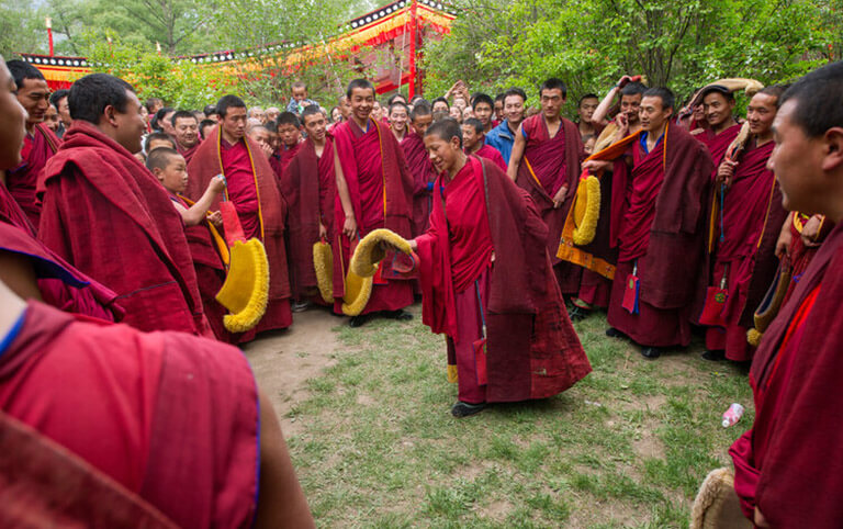 Buddhism debating in Labrang Monastery
