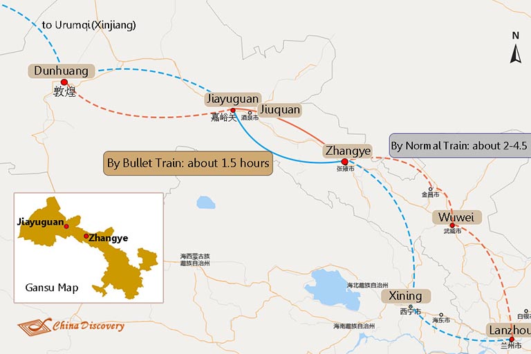 Zhangye Jiayuguan Transportation Map