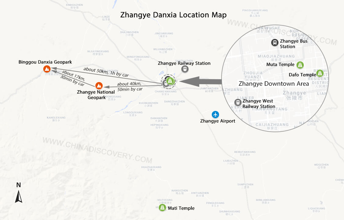 Zhangye Danxia Landform Geopark Map