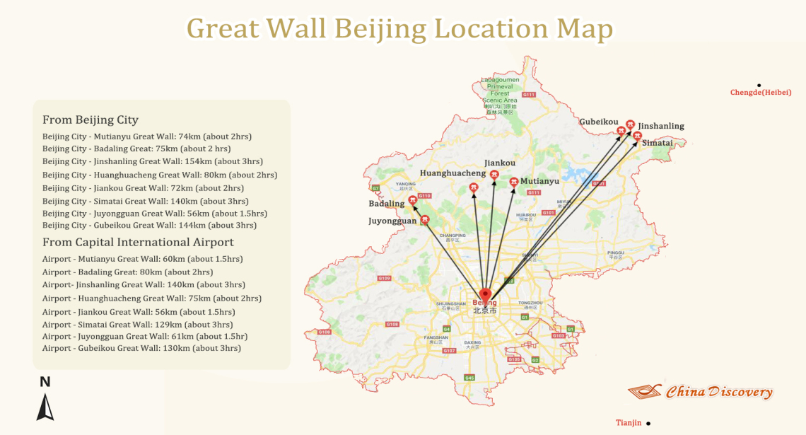 Great Wall Beijing Location Map