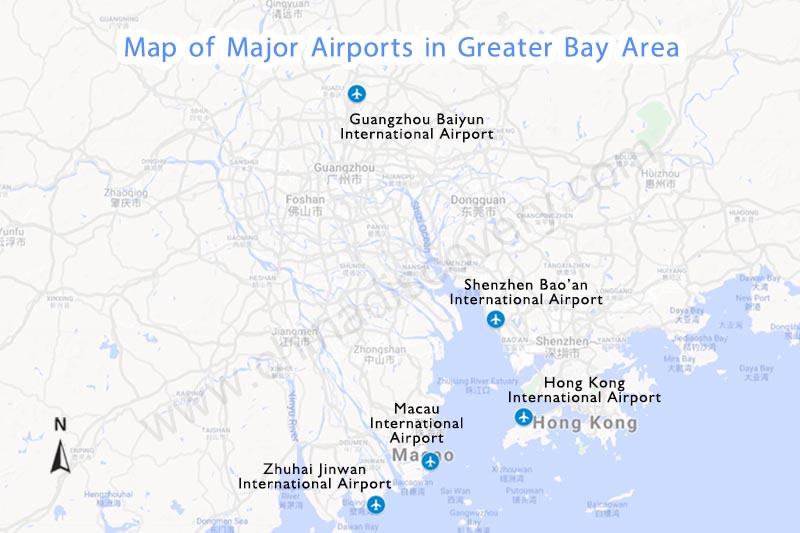 Map of Major Airports in Greater Bay Area