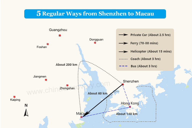 Map of Shenzhen to Macau