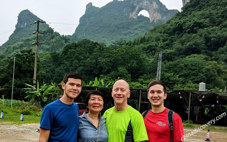 Family Visiting Moon Hill at Yangshuo Ten-mile Gallery