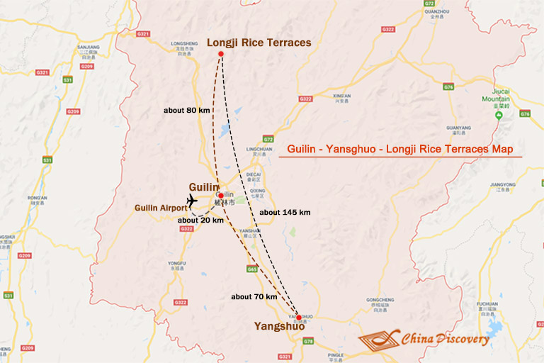 Guilin Yangshuo Longsheng Location Map