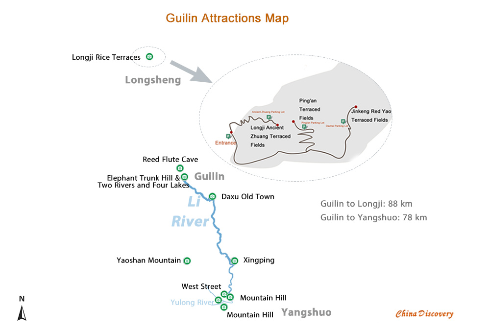 Guilin Attractions Map