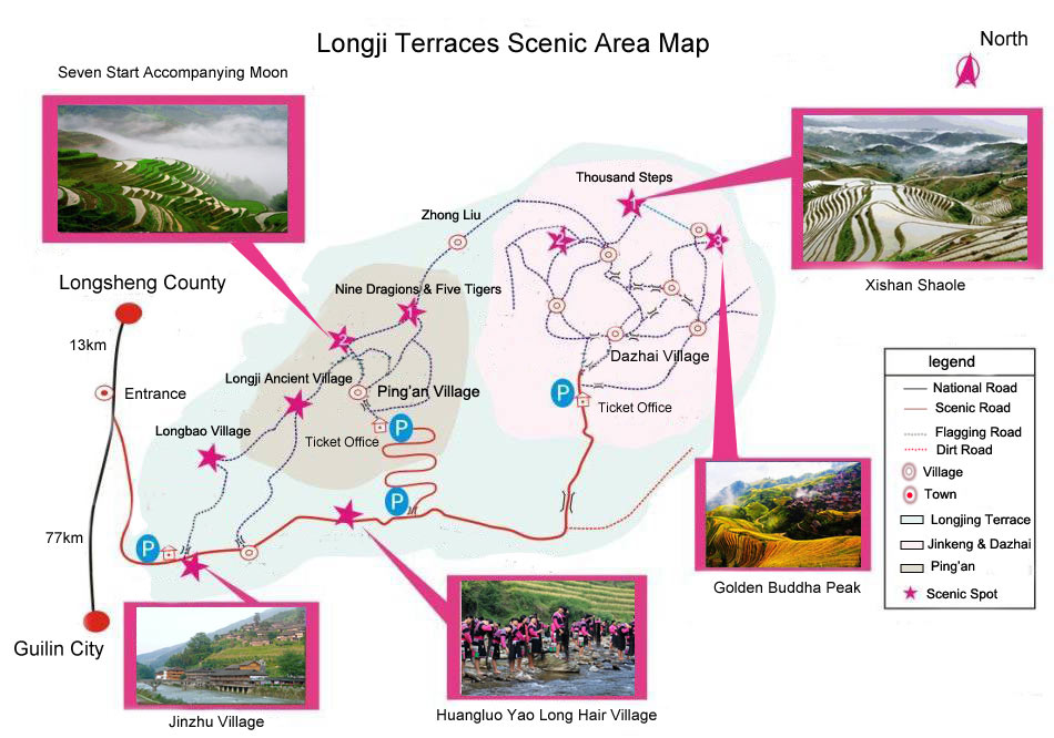 Longji Rice Terrace Fields Map