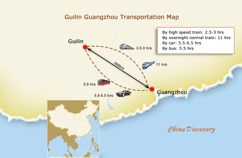 Transportation Map of Guangzhou to Guilin