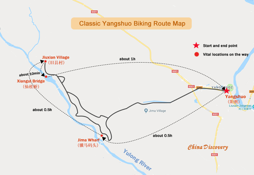Classic Yangshuo Biking Route Map