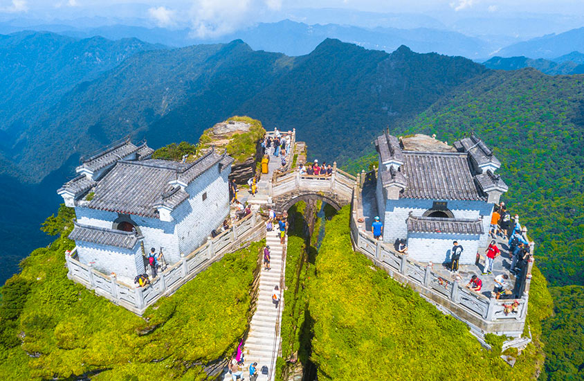 Temple of the Buddha & Maitreya Temple on the Red Clouds Golden Summit Fanjingshan Temple