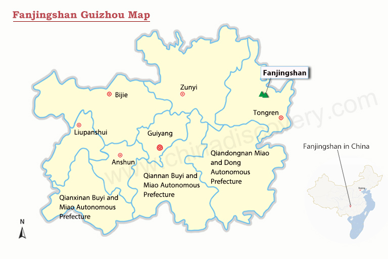 Fanjingshan Guizhou Map
