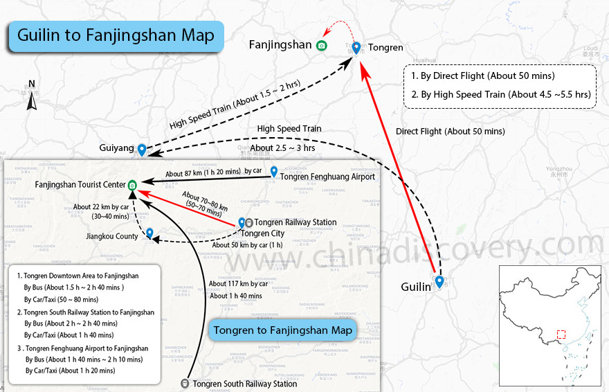 Guilin to Fanjingshan Transportation Map