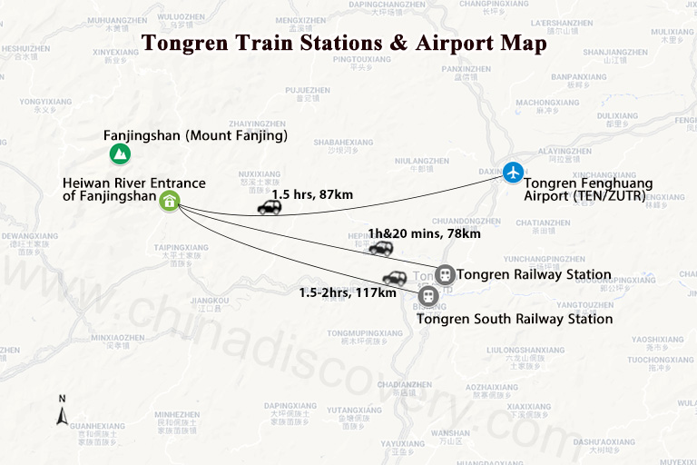 Tongren to Fanjingshan Transportation Map