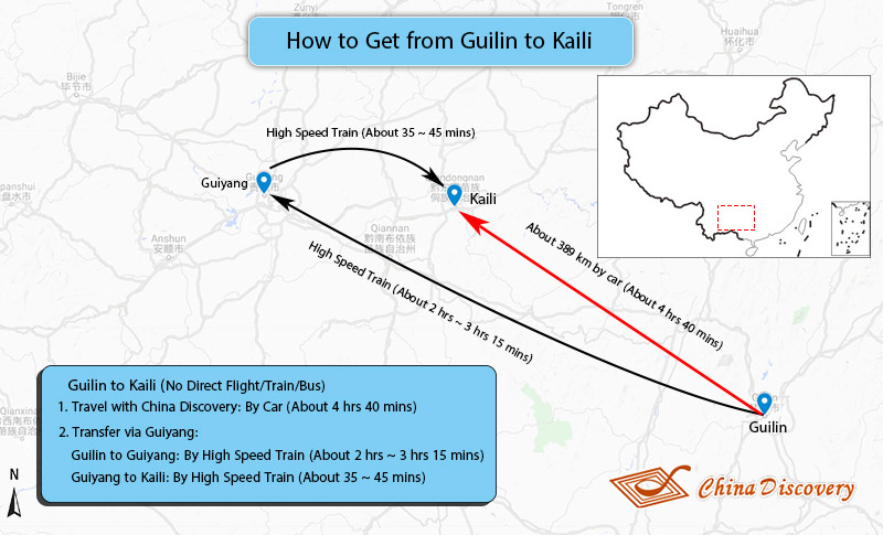 Guilin to Kaili Map