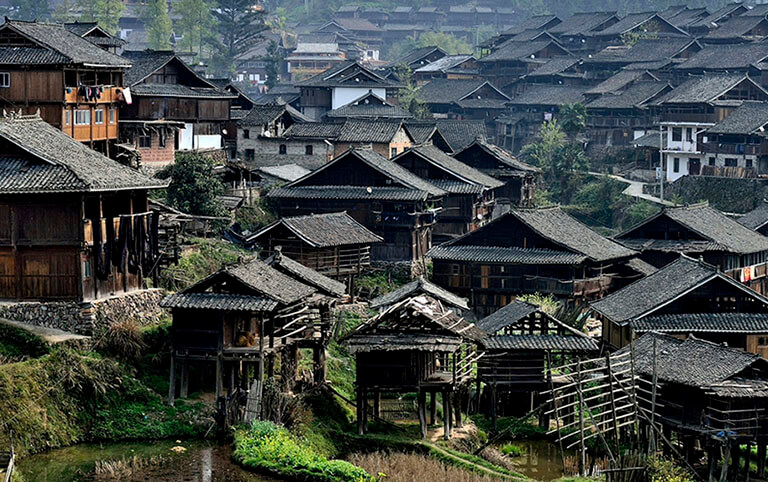 Biasha Miao Village's Wooden Houses
