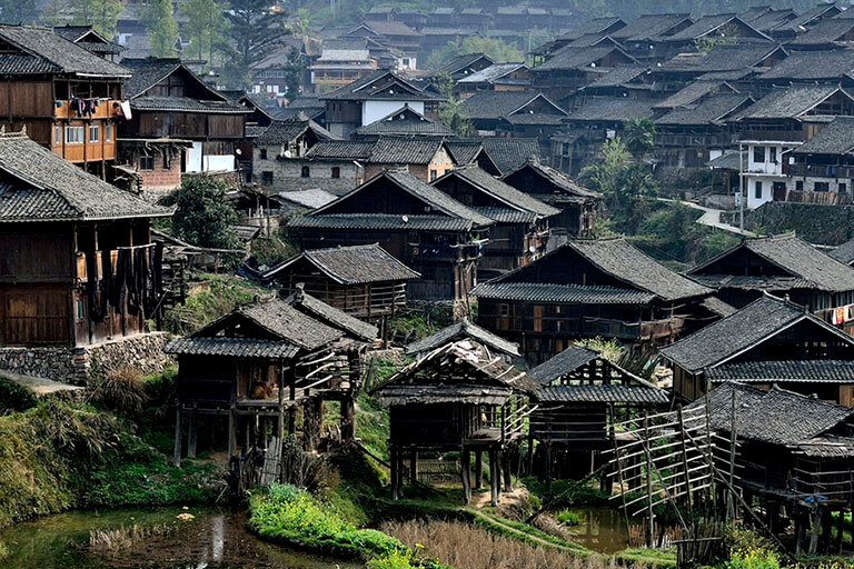 Biasha Miao Village's Wooden Houses