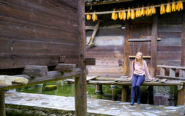 Wooden Granaries on Water at Xinqiao Miao Village