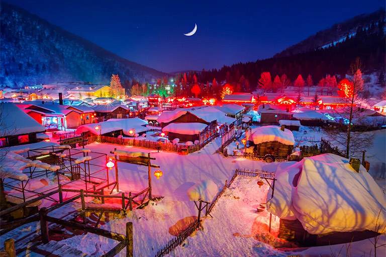 Panoramic View of the China Snow Town
