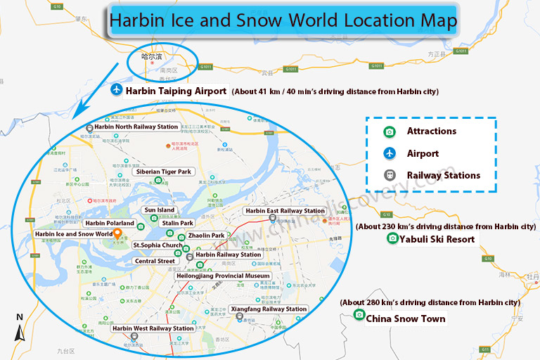 Harbin Ice and Snow World Location Map