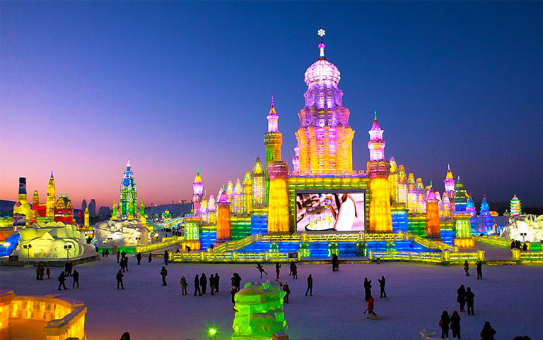 Night View of Harbin Ice and Snow World