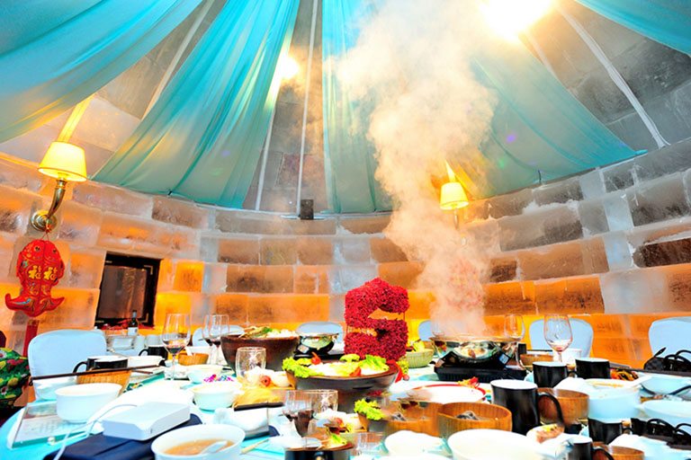 Hot Pot Meal inside an Ice House Hot Pot Meal inside an Ice House
