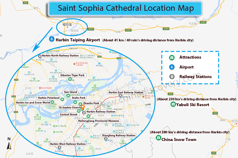 Harbin Saint Sophia Cathedral Location Map