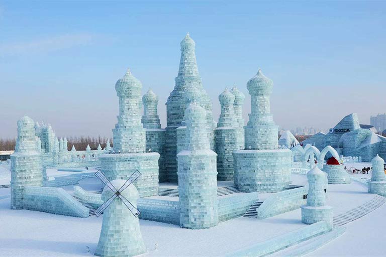 Ice Sculptures of Harbin Ice and Snow World During Day Time