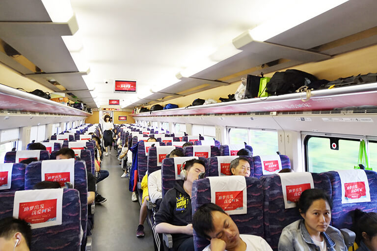 Second Class Seat on Chengdu Chongqing Bullet Train
