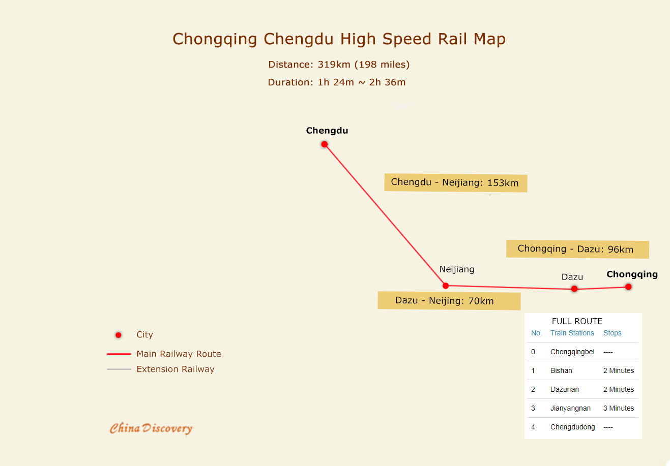 Chongqing Chengdu High Speed Train Route Map