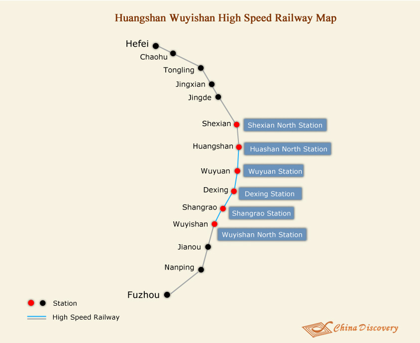 Huangshan Wuyishan High Speed Railway Map