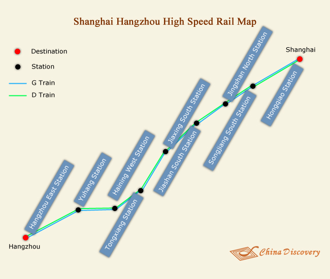 Shanghai Hangzhou High Speed Railway Map